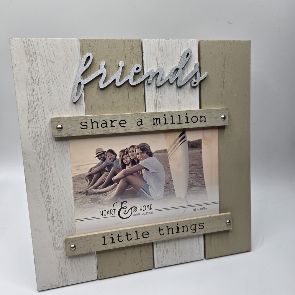 Beach Nautical Wooden 9"x9" Picture Frame for Special 4x6 Picture of Friends